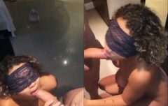 Mulata peituda chupando dois amigos com tesão e pedindo gozada na boca