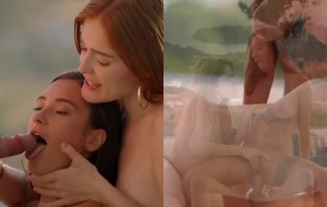 Pauzudo mete gostoso em duas lésbicas safadas em cena quente de suruba