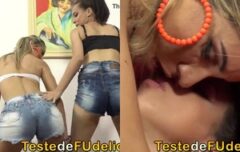 Duas safadas fazendo um ménage delicioso com o pai da amiga até gozar forte