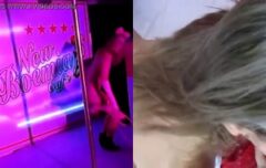 Morena deliciosa empinando o bucetão no stripper e gemendo no colchão