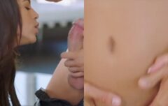 Morena peituda de quatro com os peitos balançando forte nas bombadas até gozar gostoso